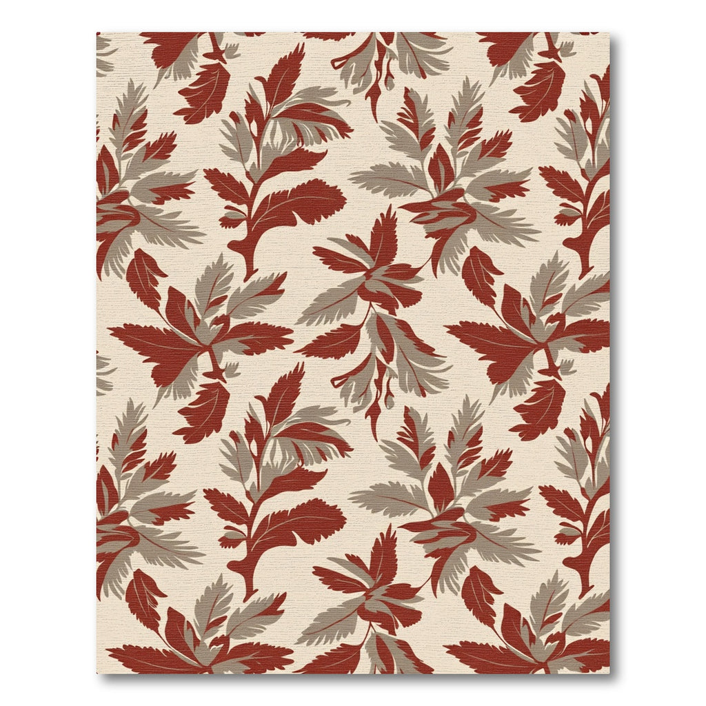 Earthy Red Leafy Branches Rug