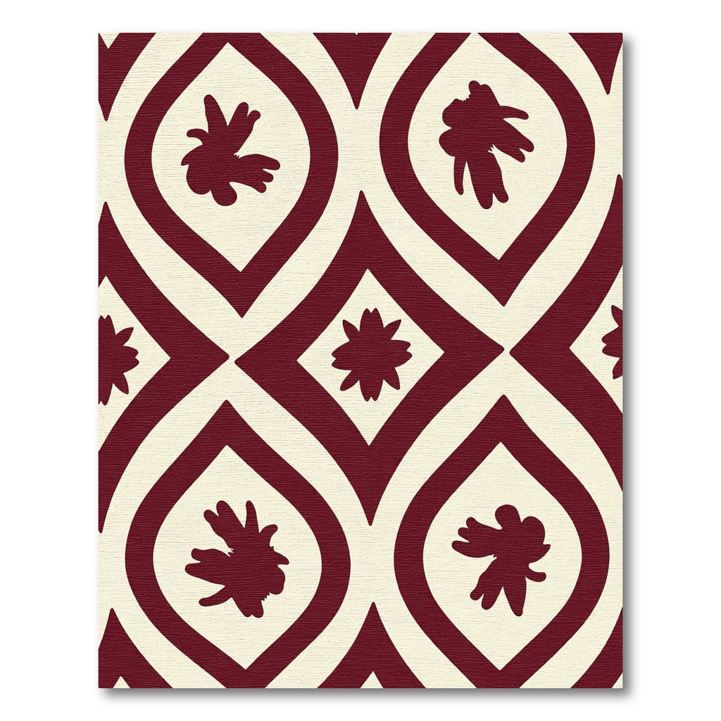 Crimson Leaf Arabesque Overlay Rug