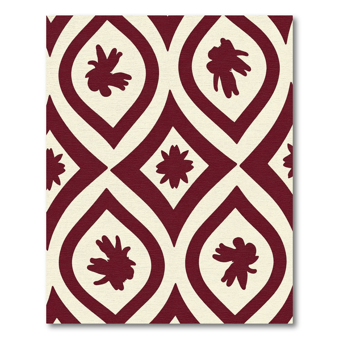 Crimson Leaf Arabesque Overlay Rug