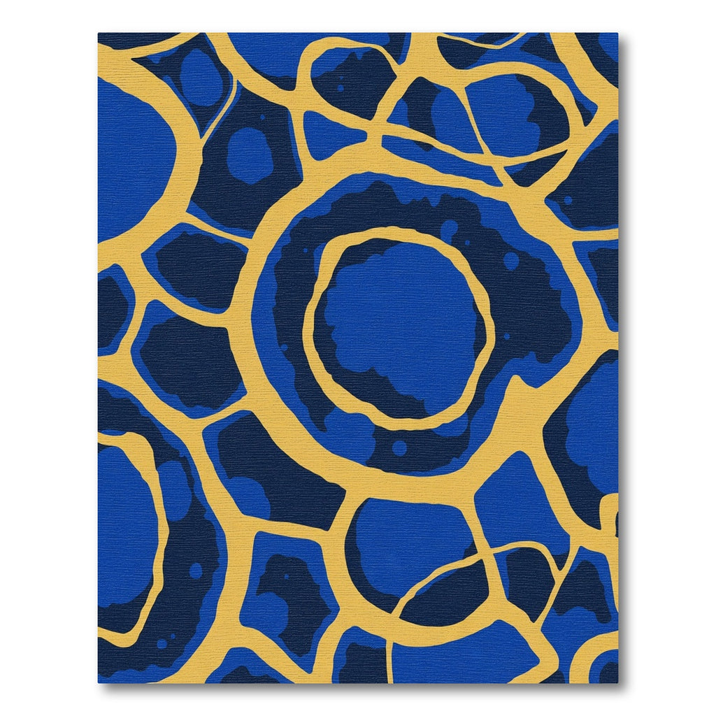Blue Yellow Organic Cell Abstraction Rug