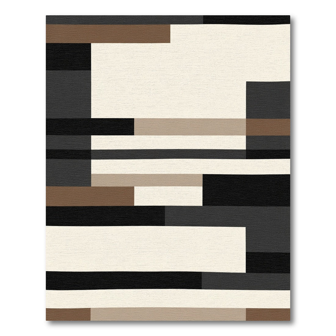 Modern Earthy Tone Geometric Rectangles Rug