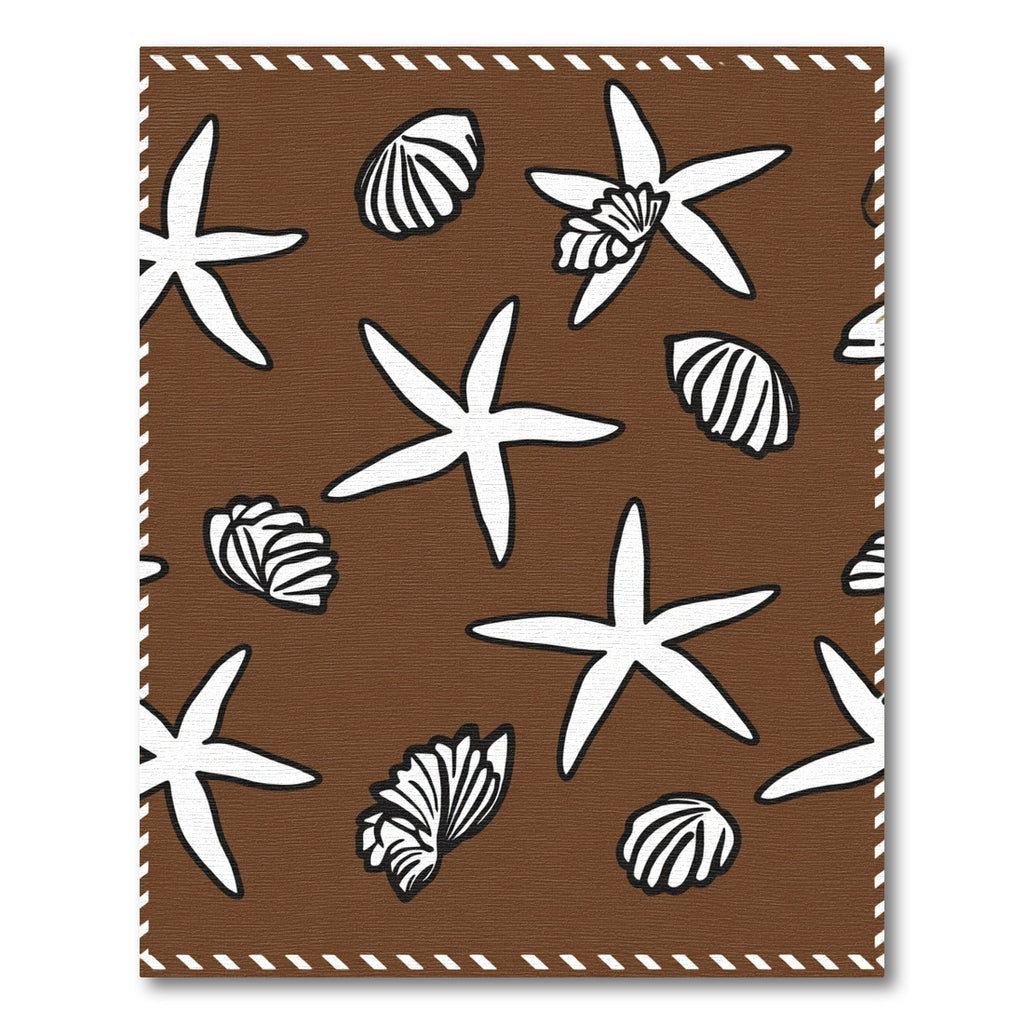 Brown Starfish Shell Repeating Pattern Rug