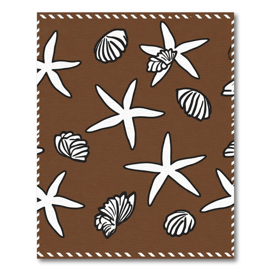 Brown Starfish Shell Repeating Pattern Rug