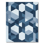 Azure Blue Geometric Cubist Rug