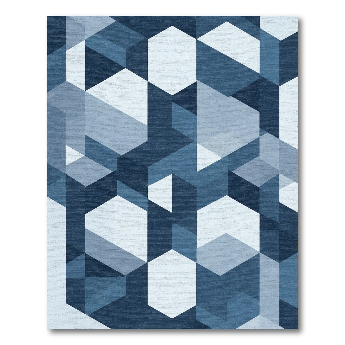 Azure Blue Geometric Cubist Rug