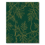 Emerald Green Golden Botanical Outline Rug