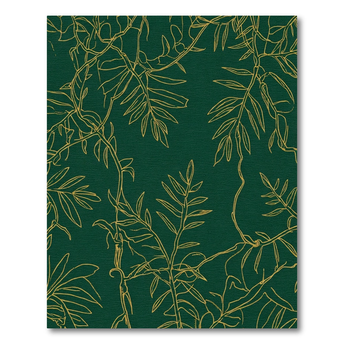 Emerald Green Golden Botanical Outline Rug
