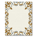 Ornate Mustard Blue Scroll Border Rug