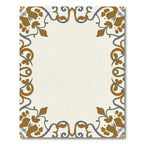 Ornate Mustard Blue Scroll Border Rug