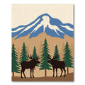 Rustic Moose Forest Mountain Scene Rug
