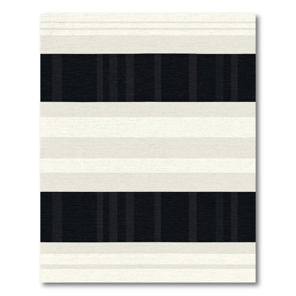 Cream and Black Striped Contemporary Rug
