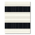 Cream and Black Striped Contemporary Rug
