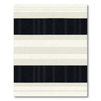 Cream and Black Striped Contemporary Rug
