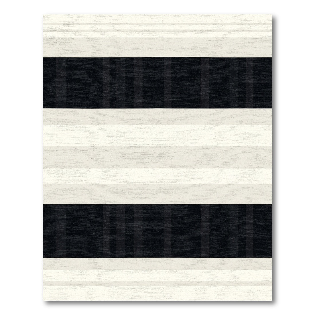 Cream and Black Striped Contemporary Rug
