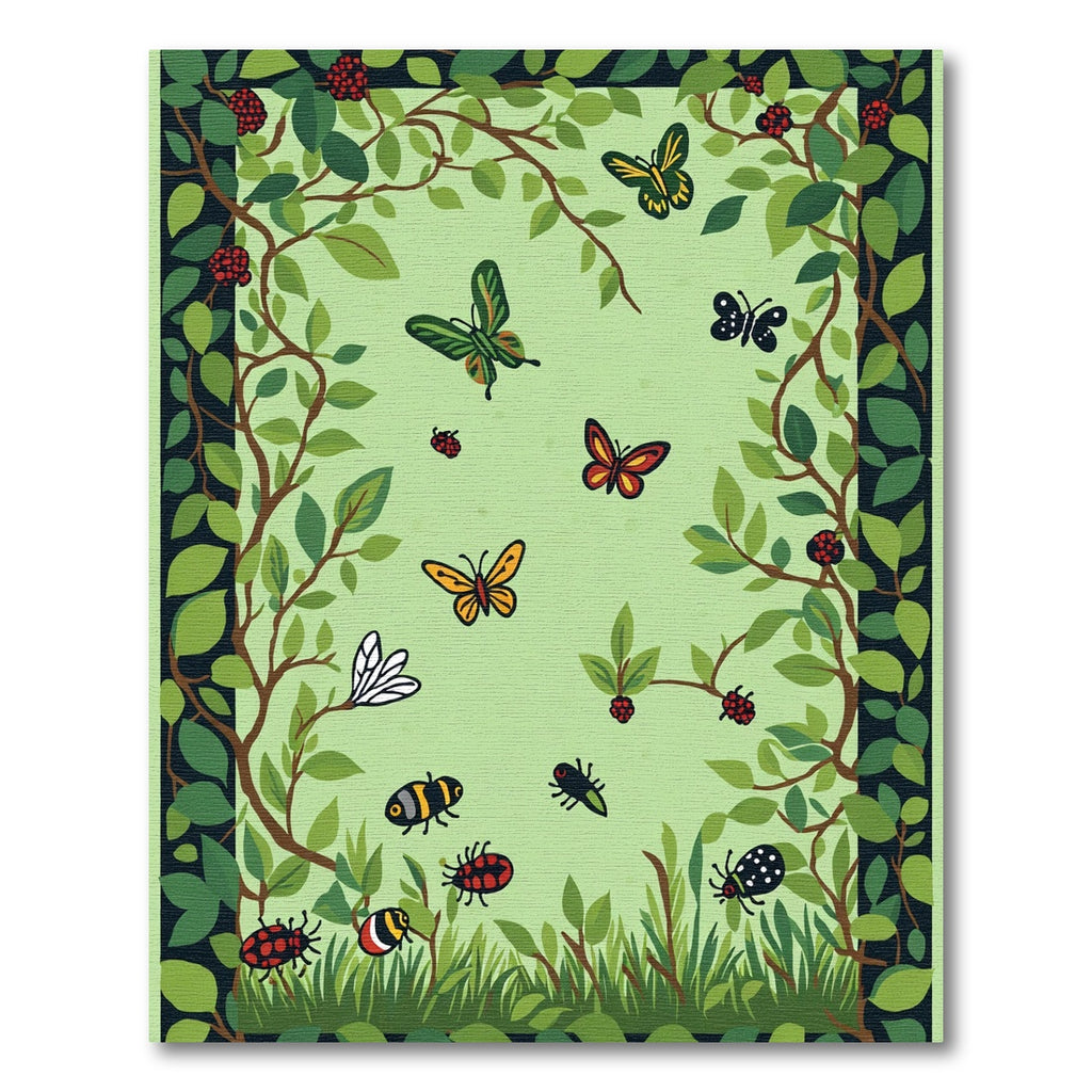 Whimsical Garden Insects and Butterflies Rug