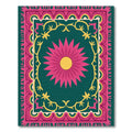 Vibrant Pink Daisy Teal Frame Rug