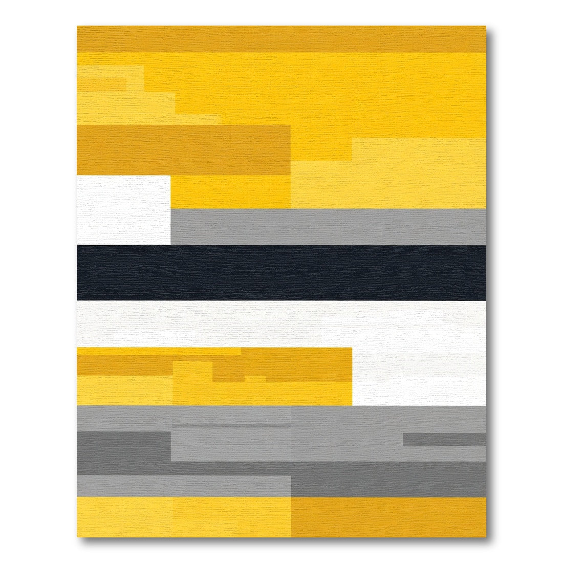 Golden Yellow Gray Geometric Blocks Rug
