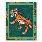 Bold Tiger Jungle Leaf Border Rug