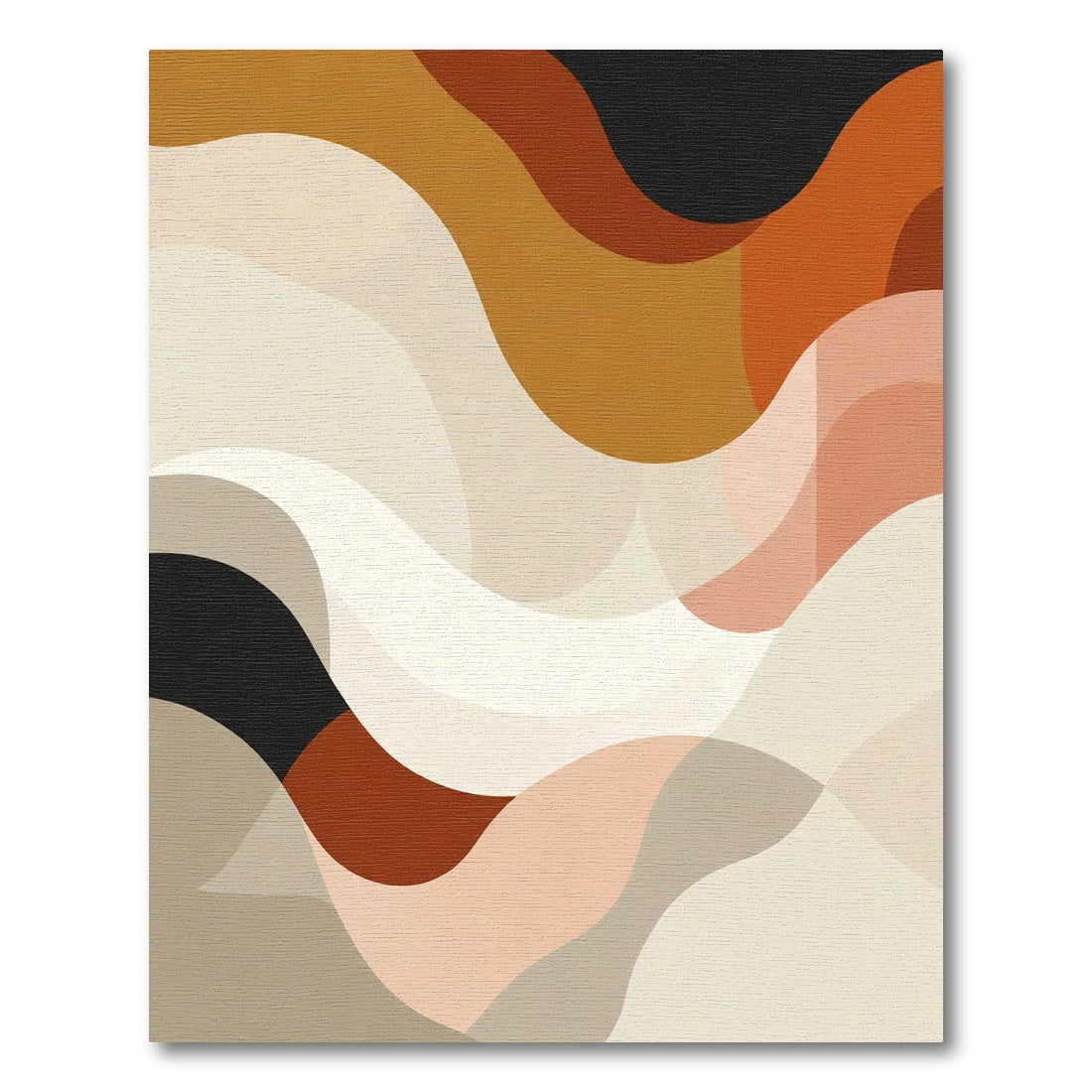 Terracotta Peach Abstract Wave Rug