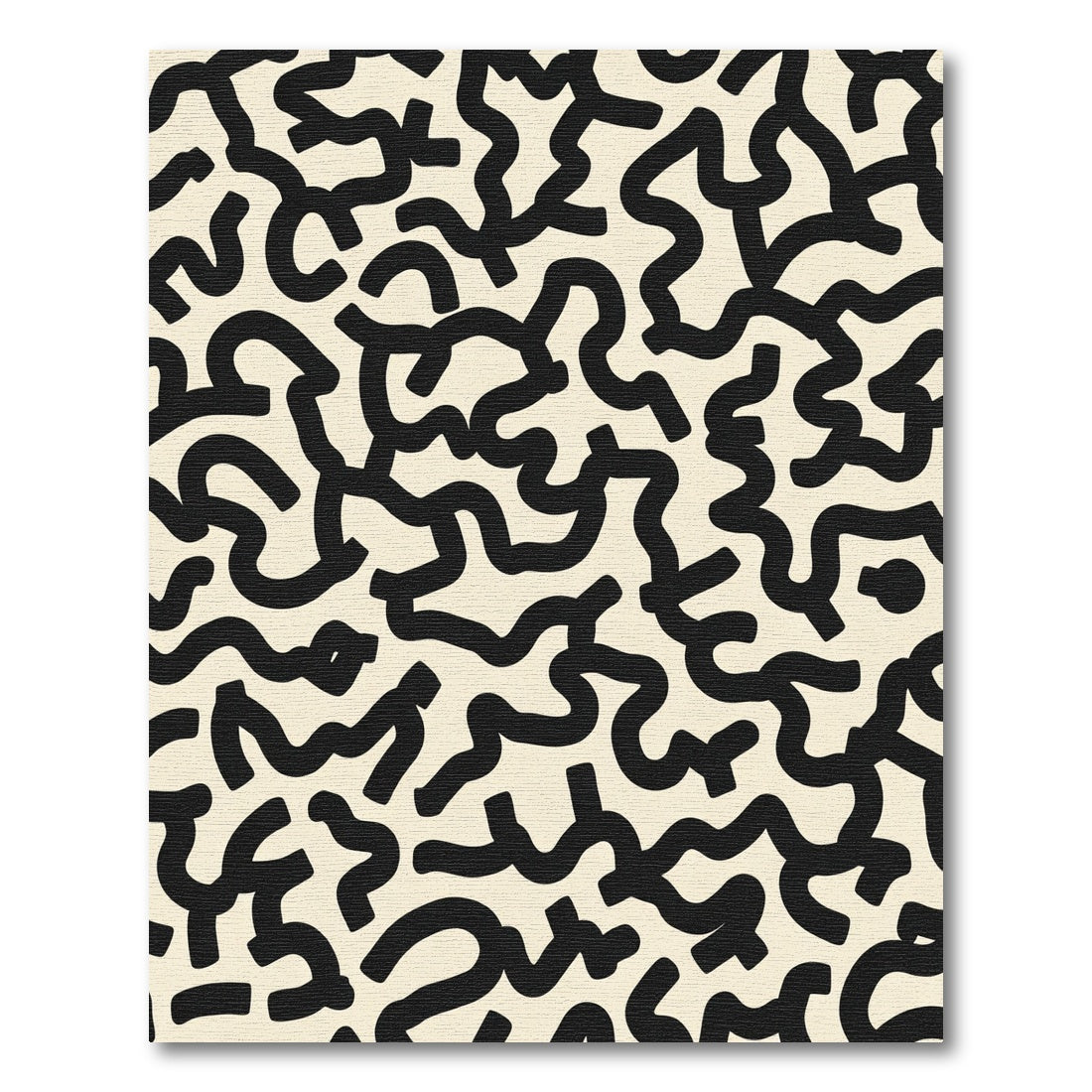 Abstract Black Organic Line Art Rug