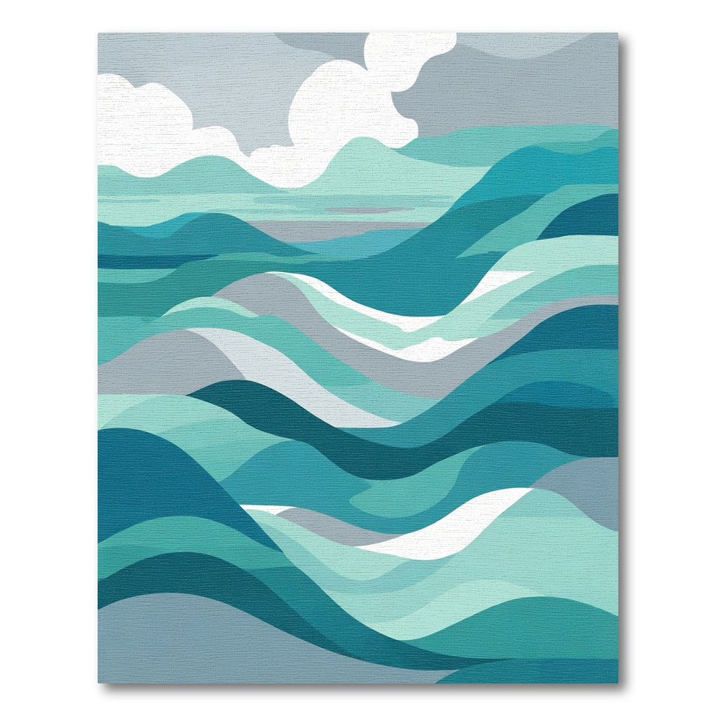 Oceanic Teal Abstract Wave Rug