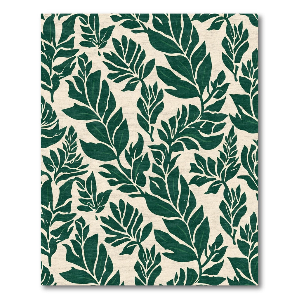 Emerald Green Tropical Leaf Pattern Rug