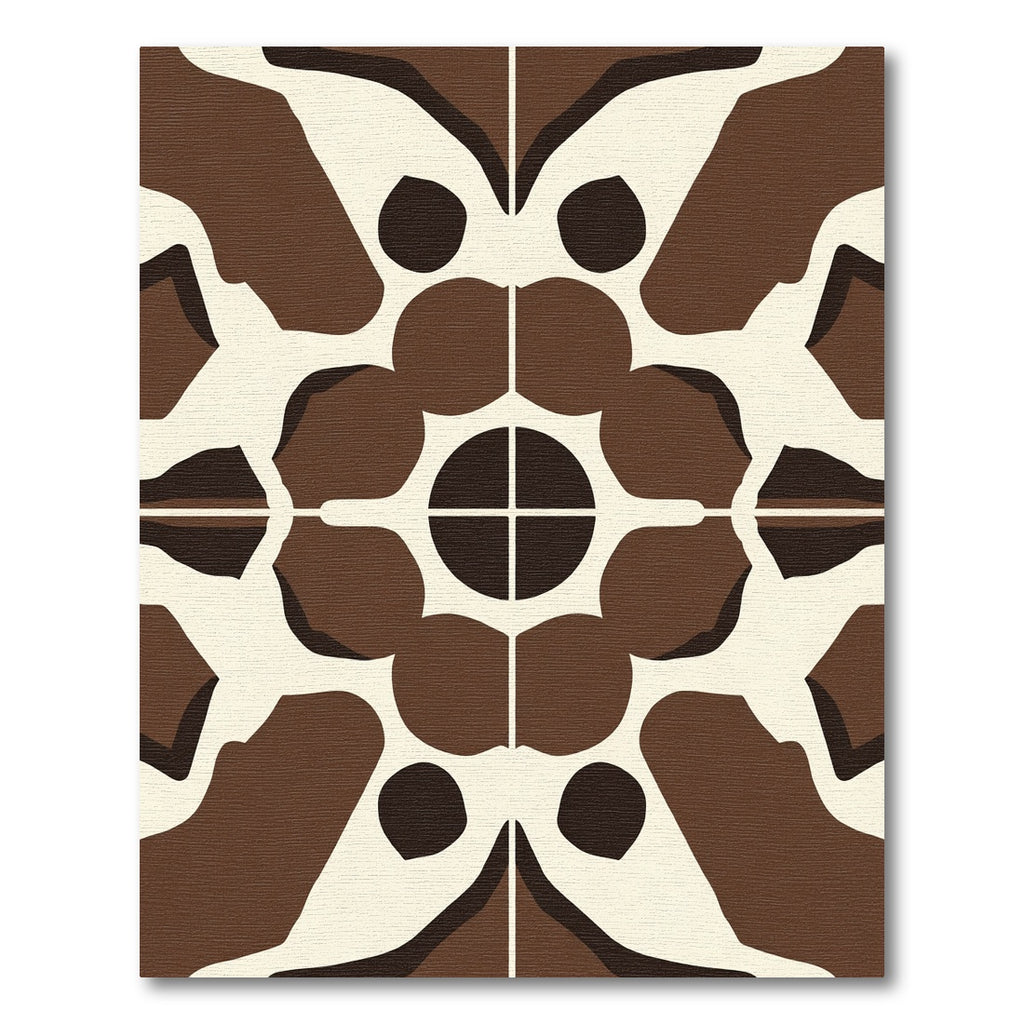 Brown Cream Abstract Geometric Symmetry Rug