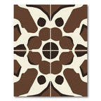 Brown Cream Abstract Geometric Symmetry Rug
