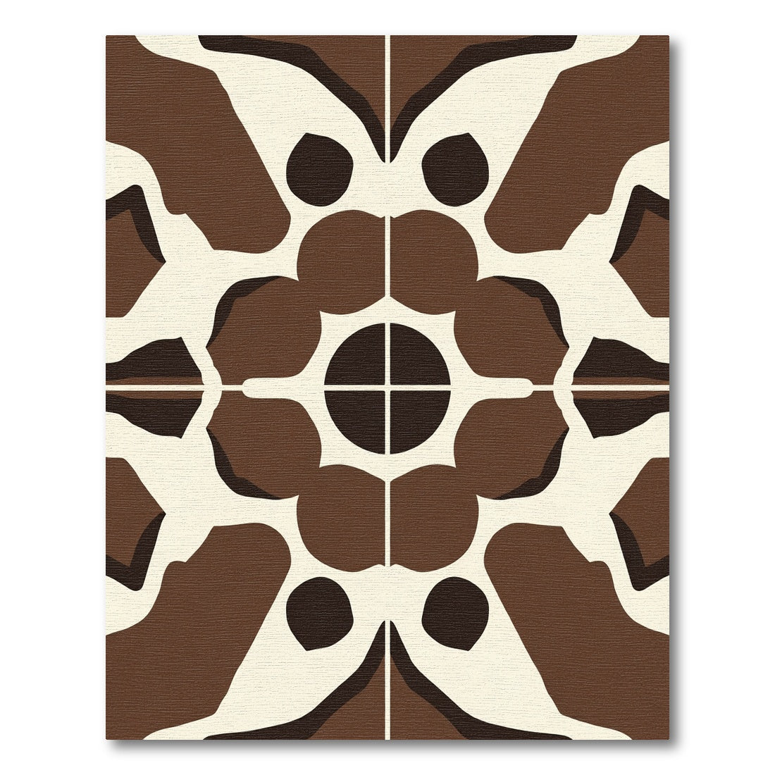 Brown Cream Abstract Geometric Symmetry Rug