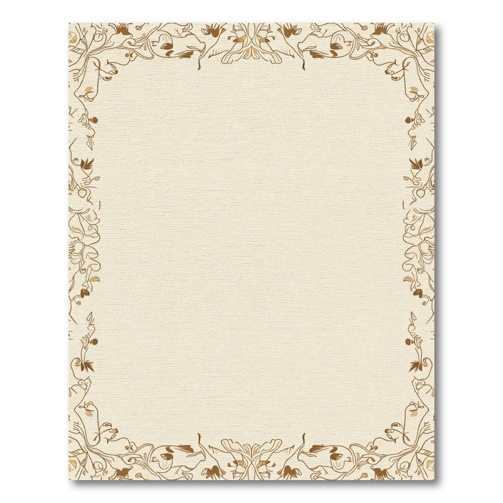 Elegant Beige Floral Swirl Frame Rug
