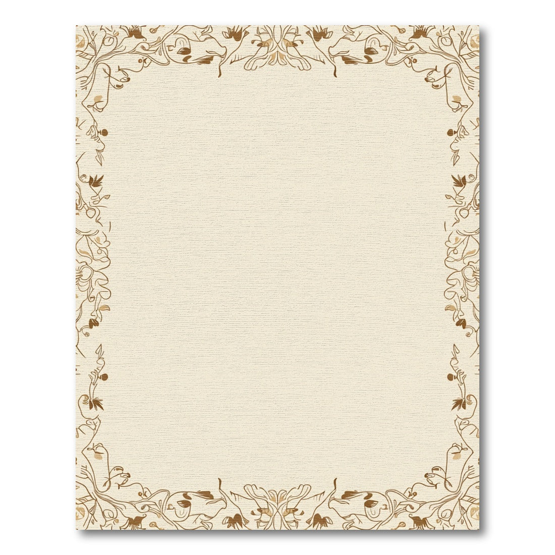 Elegant Beige Floral Swirl Frame Rug