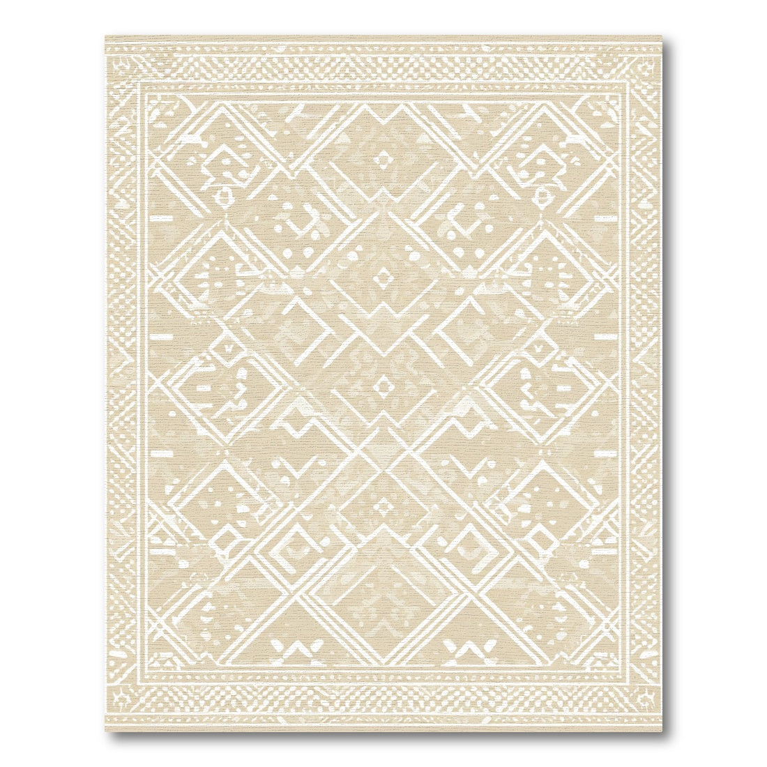 Geometric Diamond Beige Textured Rug