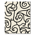 Cream Black Swirl Abstract Continuous Line Rug