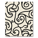 Cream Black Swirl Abstract Continuous Line Rug