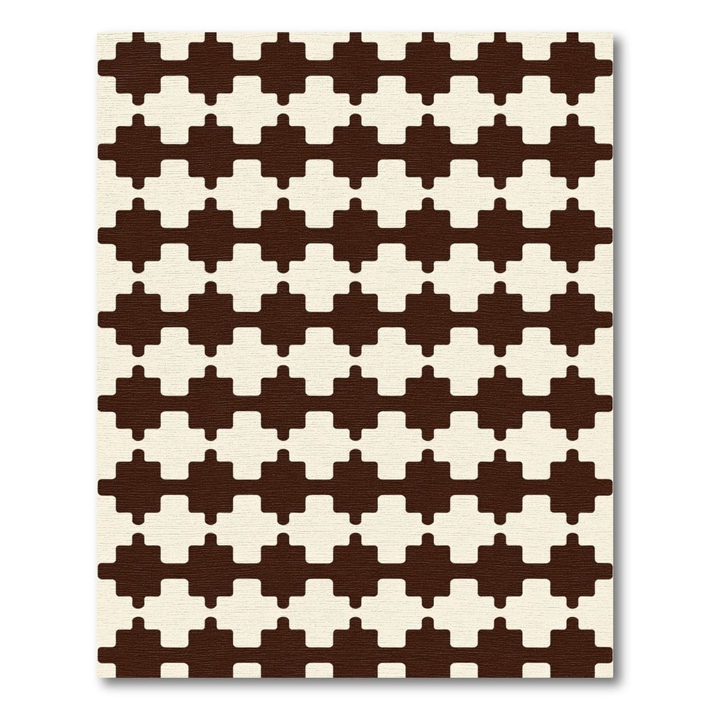 Dark Beige Geometric Cross Shape Repeat Rug