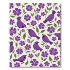 Purple Birds Among Violet Flowers Rug