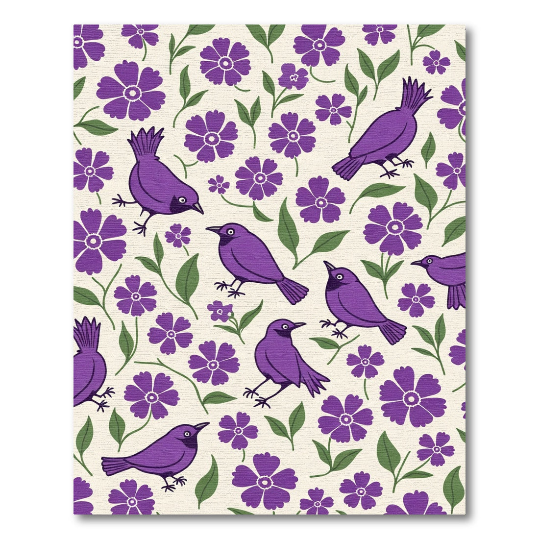 Purple Birds Among Violet Flowers Rug