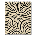 Cream Black Swirling Abstract Lines Rug