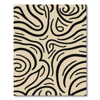 Cream Black Swirling Abstract Lines Rug