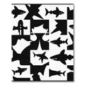 Black White Shark Silhouette Composition Rug