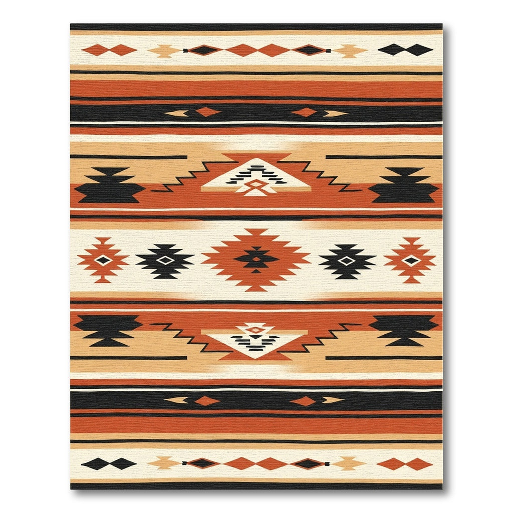 Geometric Tribal Diamond Stripes Rug