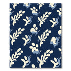 Navy Cream Abstract Botanical Folk Rug