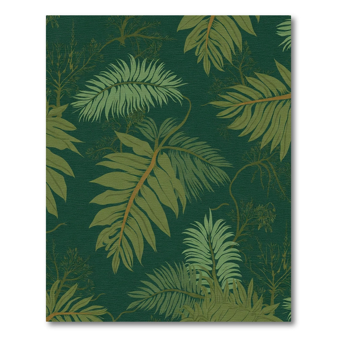 Deep Green Tropical Palm Leaf Rug