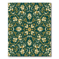 Dark Teal Golden Floral Medallion Rug