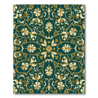 Dark Teal Golden Floral Medallion Rug
