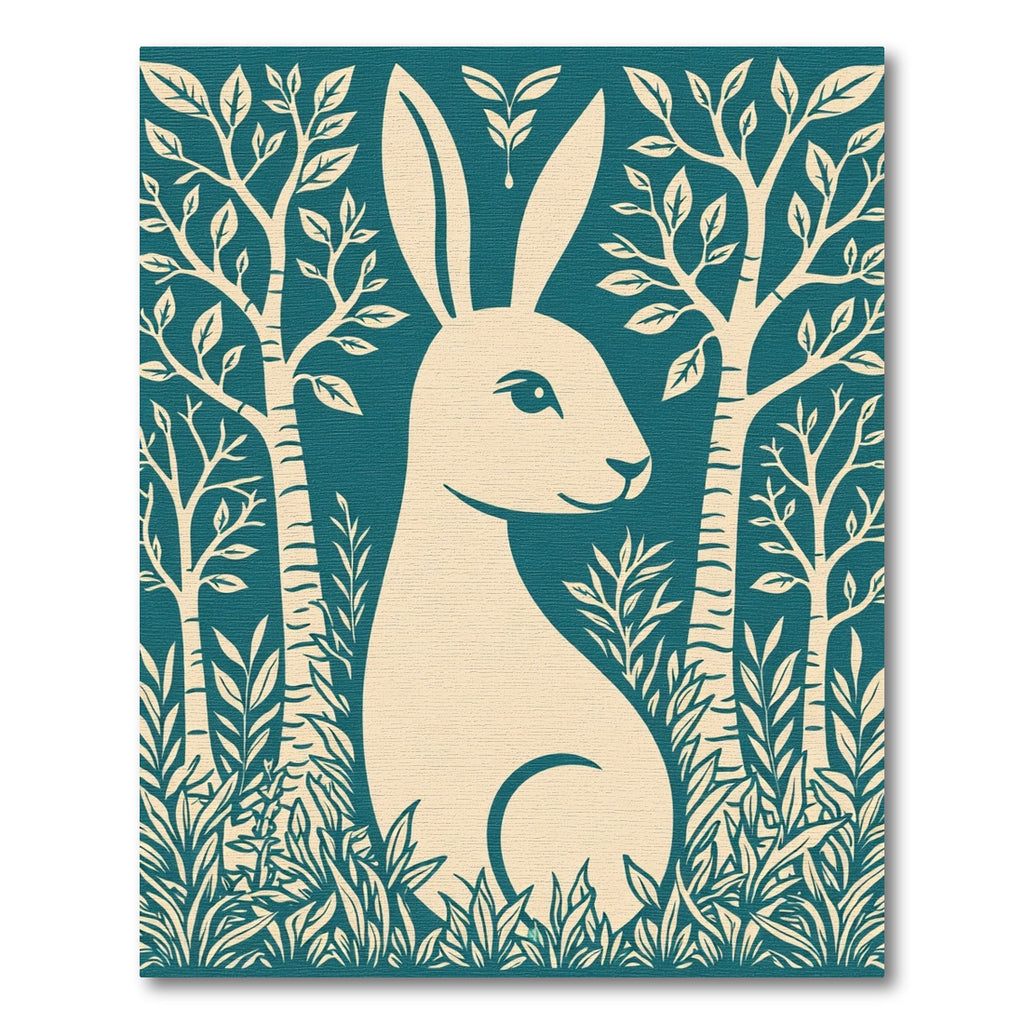 Cream Rabbit Forest Silhouette Rug