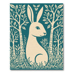 Cream Rabbit Forest Silhouette Rug