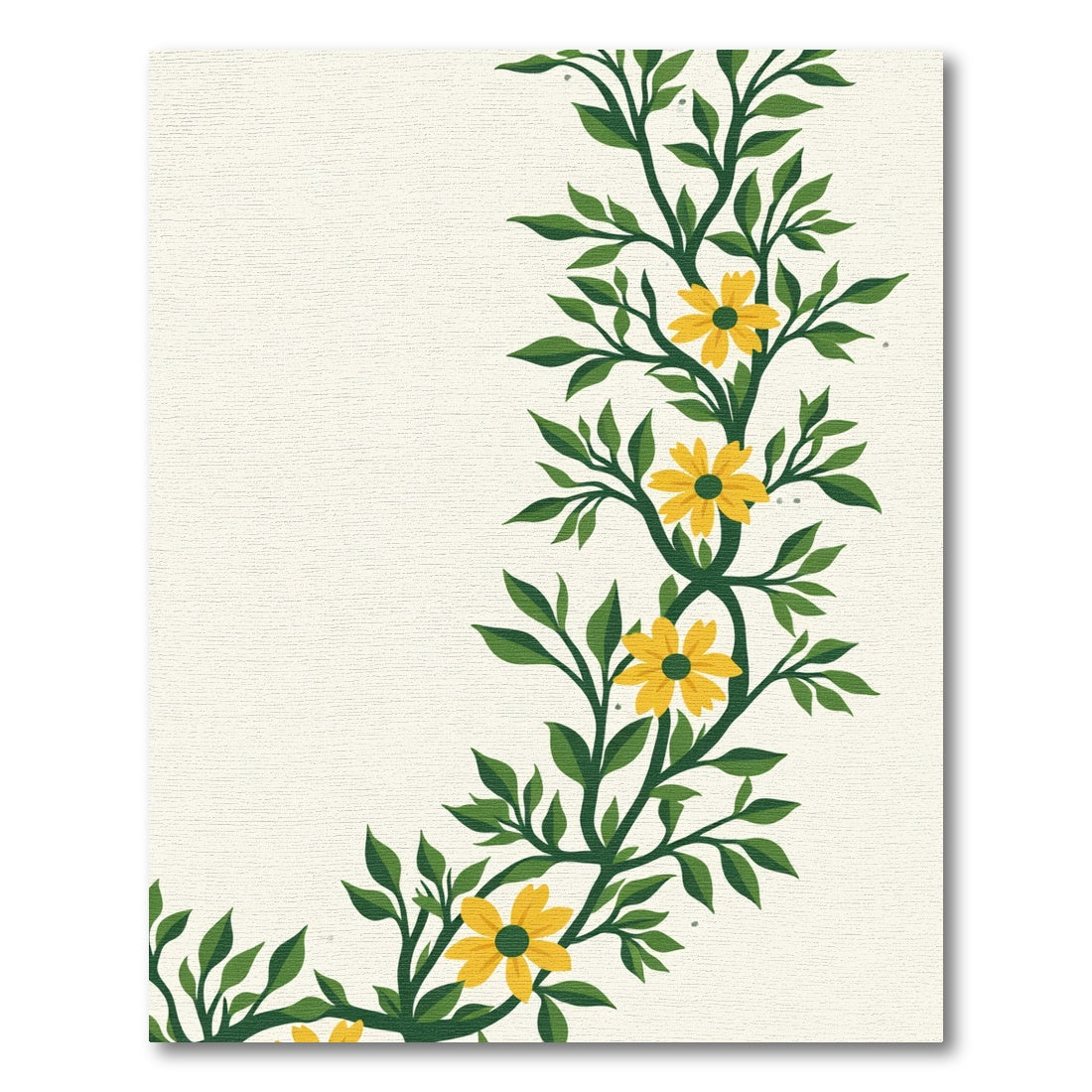 Vibrant Yellow Floral Vine Arrangement Rug