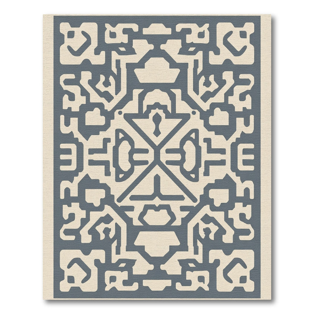 Blue Geometric Abstract Maze Rug