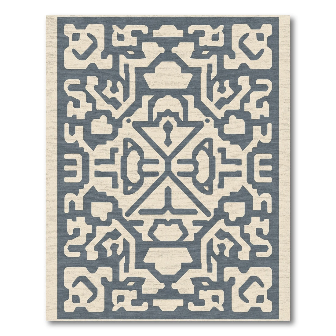 Blue Geometric Abstract Maze Rug